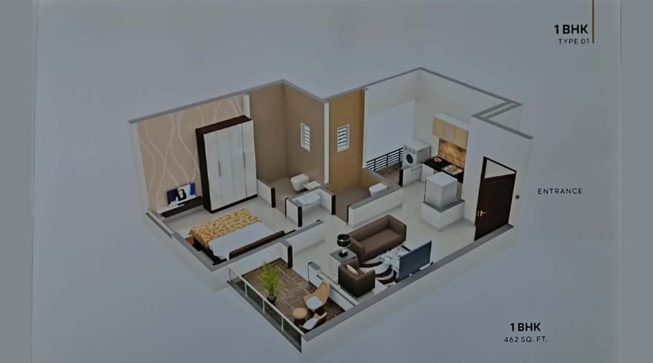 Omsai-White-House-Floor-Plan-1 BHK-462Sqft